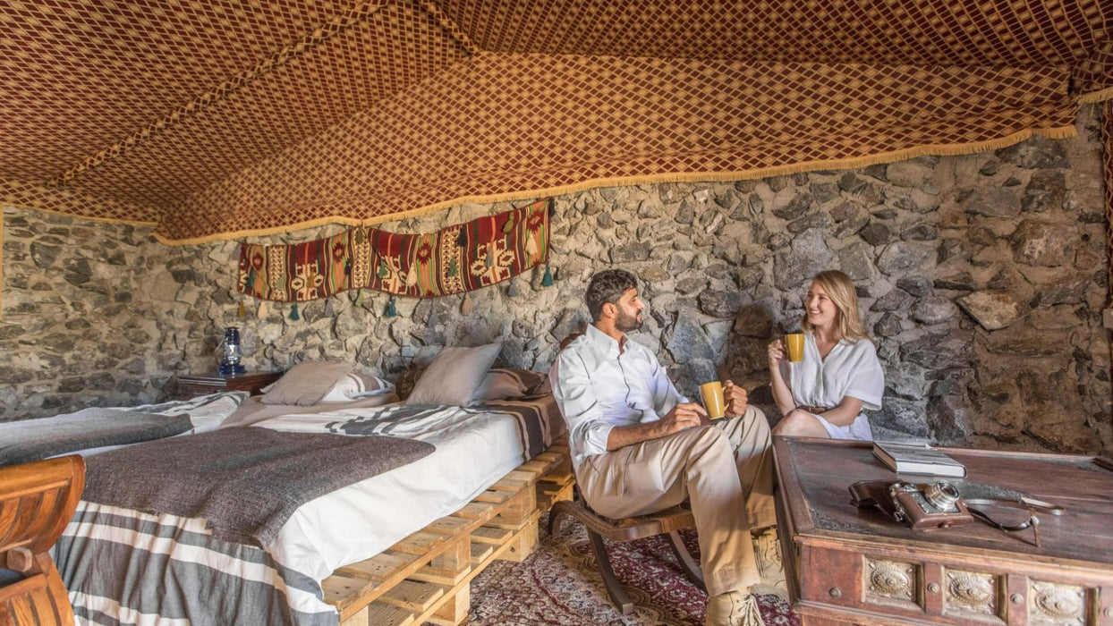 Overnight Desert Escape with Hot Air Balloon Ride, Dinner & Camel Safari for Two