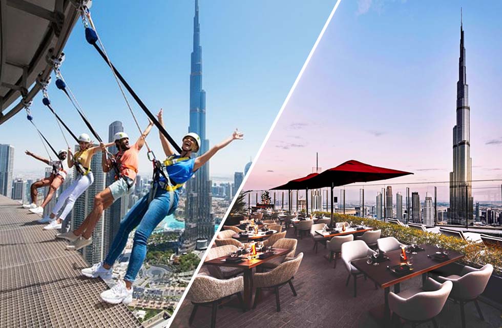 Ce La Vi Lunch with Drinks for Two & Thrilling Edge Walk with Burj Khalifa Views