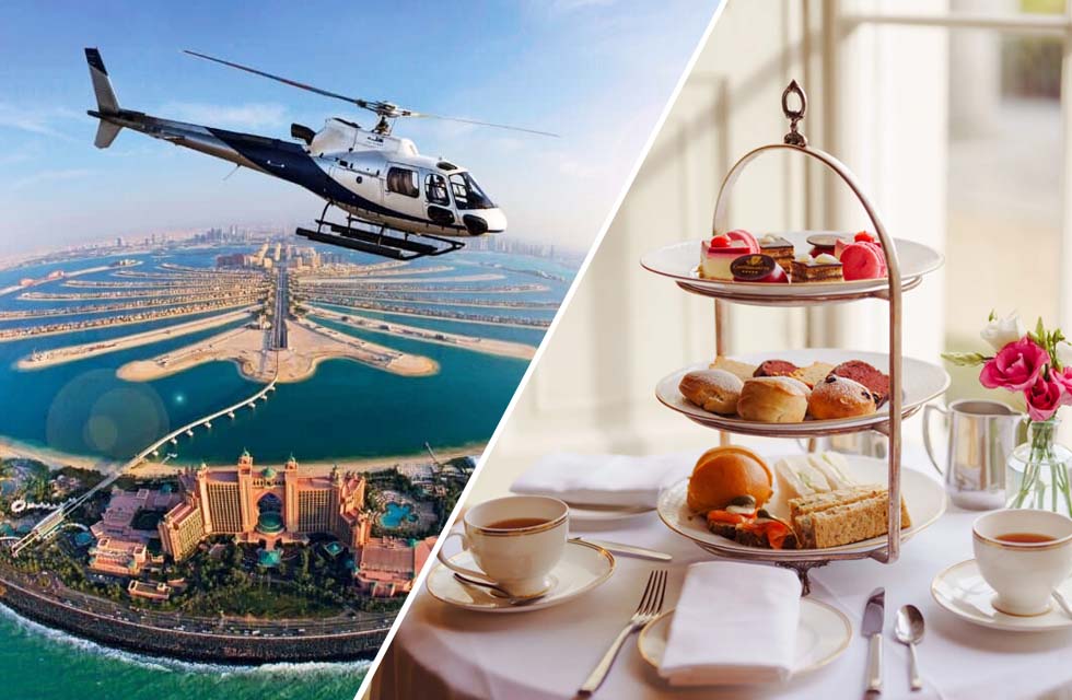 Thrilling Helicopter Flight and Exquisite Afternoon Tea at Atlantis for Two