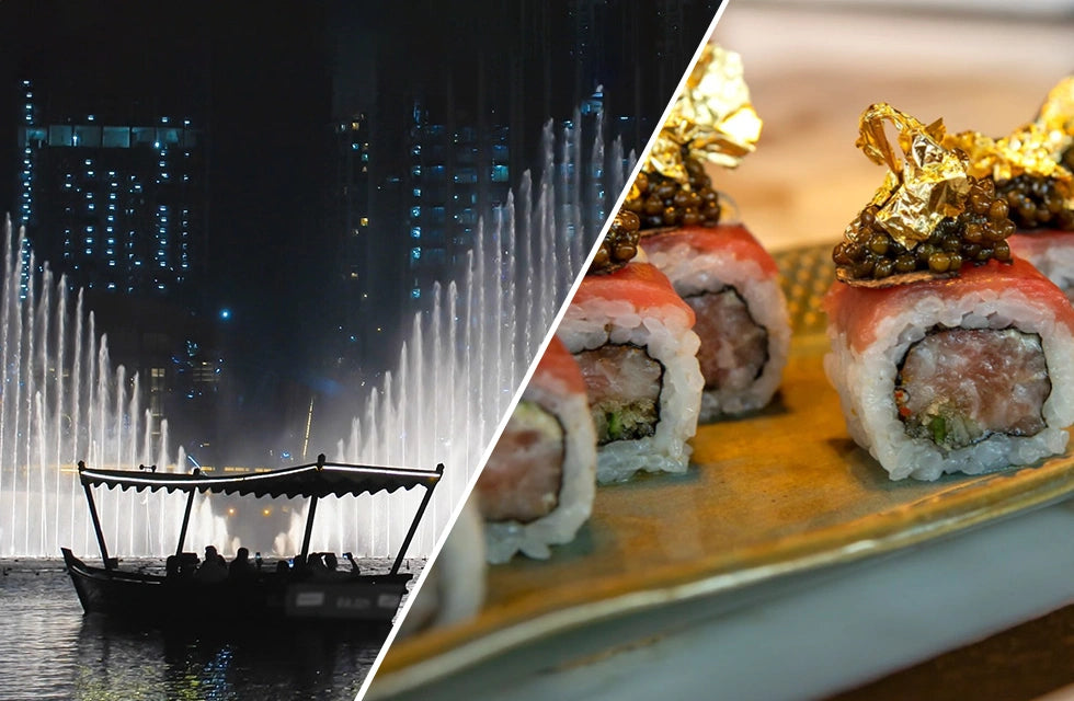 Gourmet Experience for 2 at 99 Sushi Bar with Abra Boat Ride at Dubai Fountains - WONDERDAYS