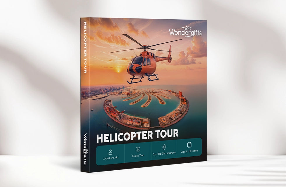 Helicopter Tour Gift Box: Elevate Your View of Dubai or Abu Dhabi’s Iconic Sights